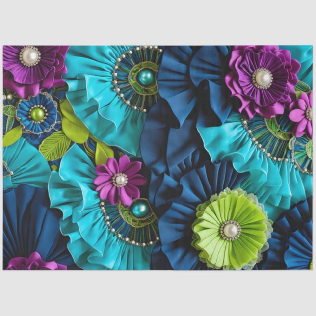 Farbiges Gewebe aus Blumengewebe, Tissue Seidenpapier (Vorderseite)