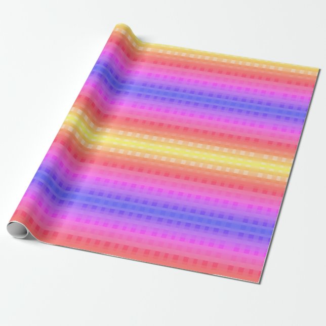 Farbiges Gingham Pattern Wrapping Paper Geschenkpapier (Ungerollt)