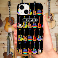 Farbiges Gitarrenmuster auf schwarzen Namen