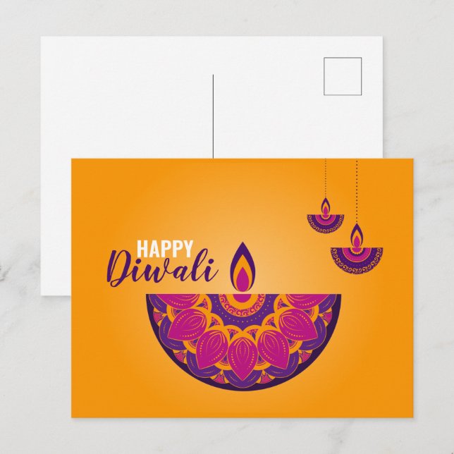 Farbiges Glück Diwali Postkarte (Vorne/Hinten)