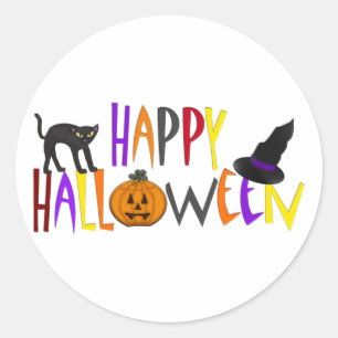Farbiges glückliches Halloween Runder Aufkleber