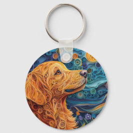 Farbiges Golden Retriever Dog Portrait Schlüsselanhänger