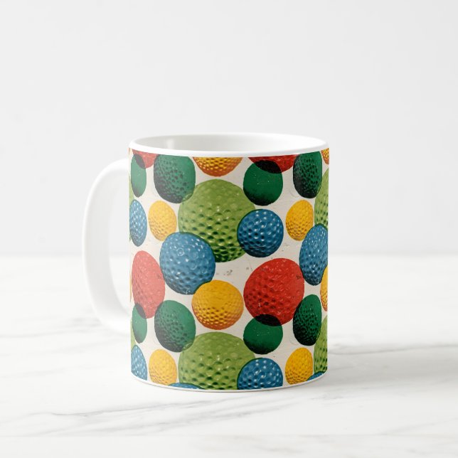 Farbiges Golfball-Muster Kaffeetasse (Vorderseite Links)