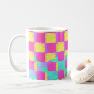 Farbiges Grunge Checkerboard-Muster Kaffeetasse