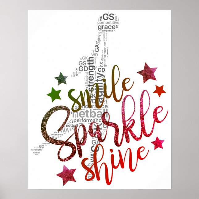 Farbiges GS Inspiration Netball Zitat Poster (Vorne)