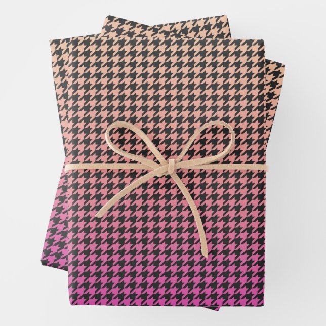 Farbiges Hahnentrittmuster - rosa bis gelb; Geschenkpapier Set (Beispiel)