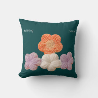 Farbiges Häkel-Blumen-Wurfkissen – Blaugrüne Blume Kissen