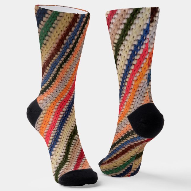 Farbiges Häkelmuster Socken (Gewinkelt)