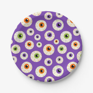 Farbiges Halloween-Eyeballs-Muster Pappteller