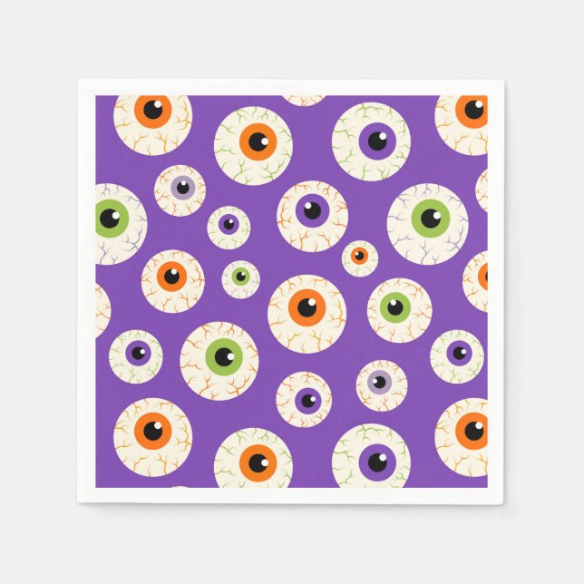 Farbiges Halloween-Eyeballs-Muster Serviette (Vorderseite)