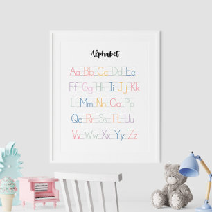 Farbiges handgeschriebenes Alphabet-Lehrplakat Poster