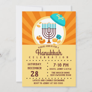 farbiges Hanukkah-Party Einladung