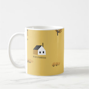Farbiges Haus, Bäume, Pferdchenlandschaft Kaffeetasse