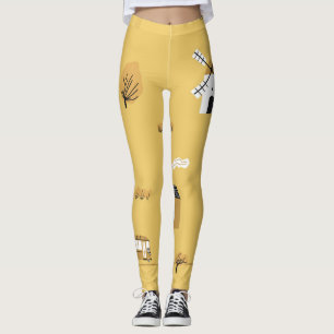 Farbiges Haus, Bäume, Pferdchenlandschaft Leggings
