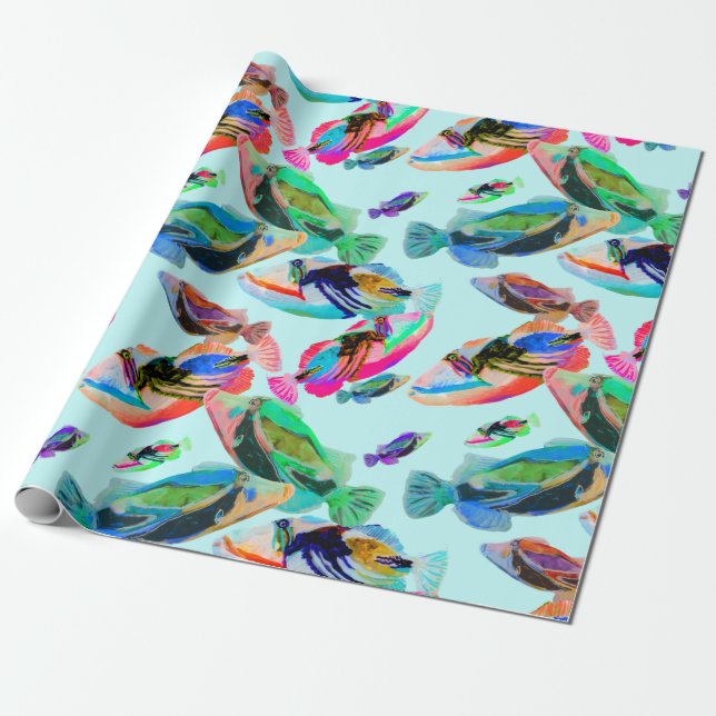 Farbiges Hawaii Staat Fish Wrapping Paper Geschenkpapier (Ungerollt)