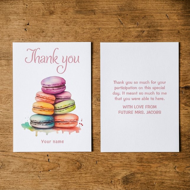 Farbiges, helles Macaroon-Brautparty Dankeskarte (Colorful bright macaroon watercolor bridal shower thank you card.)
