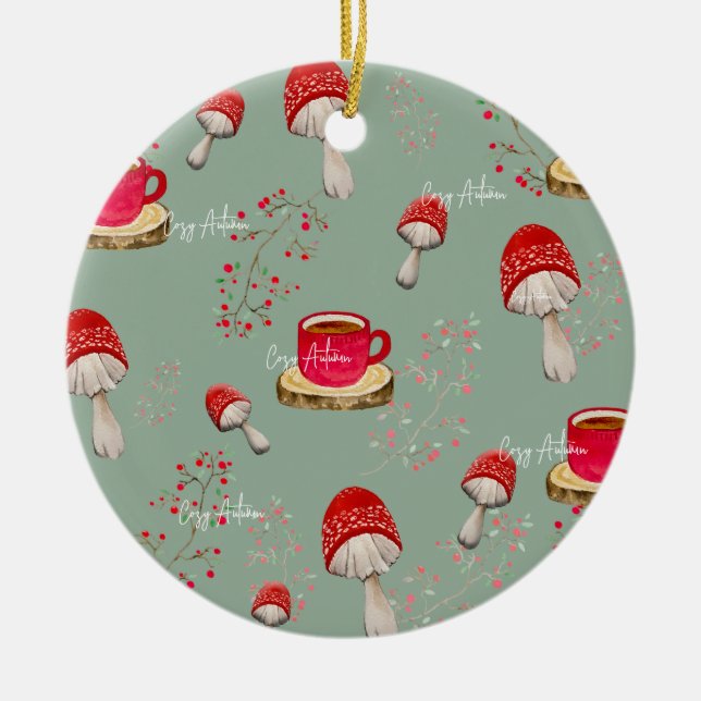 Farbiges Herbstwasserfarbmuster Keramik Ornament (Vorne)