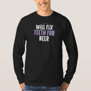 Farbiges Herz behebt Zähne für Bier-Sprichwort T-Shirt