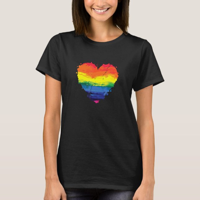 Farbiges Herz in Regenbogenfarben T-Shirt (Vorderseite)