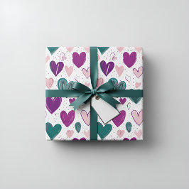 Farbiges Herz Muster Geschenkverpackungspapier Geschenkpapier Set