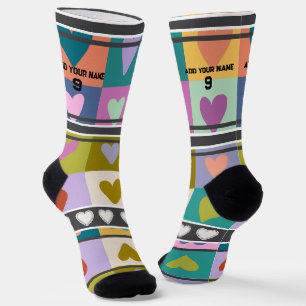 Farbiges Herz- Name Nummer Socken