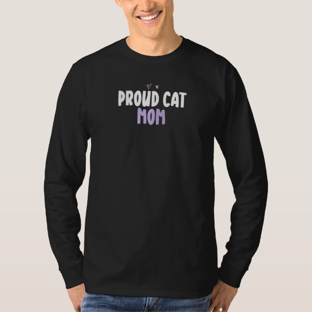 Farbiges Herz Proud Cat Mama Sprichwort T-Shirt (Vorderseite)