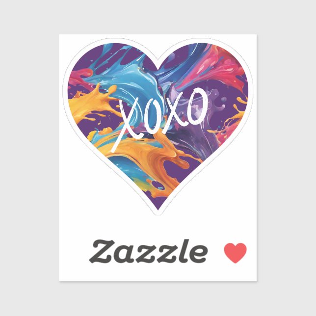 Farbiges Herz XOXO- Aufkleber (Blatt)