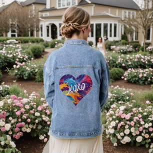Farbiges Herz XOXO- Jeansjacke
