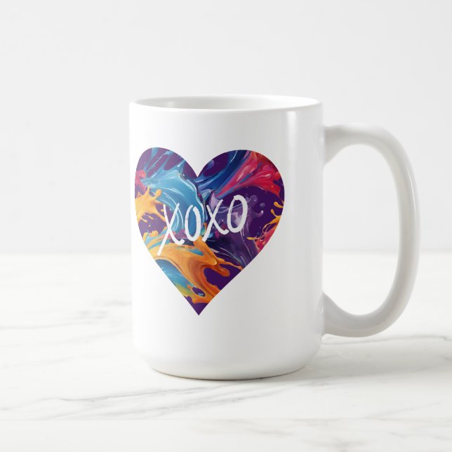 Farbiges Herz XOXO- Kaffeetasse (Rechts)