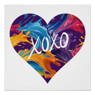 Farbiges Herz XOXO- Poster