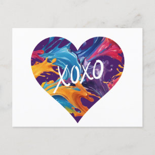 Farbiges Herz XOXO- Postkarte