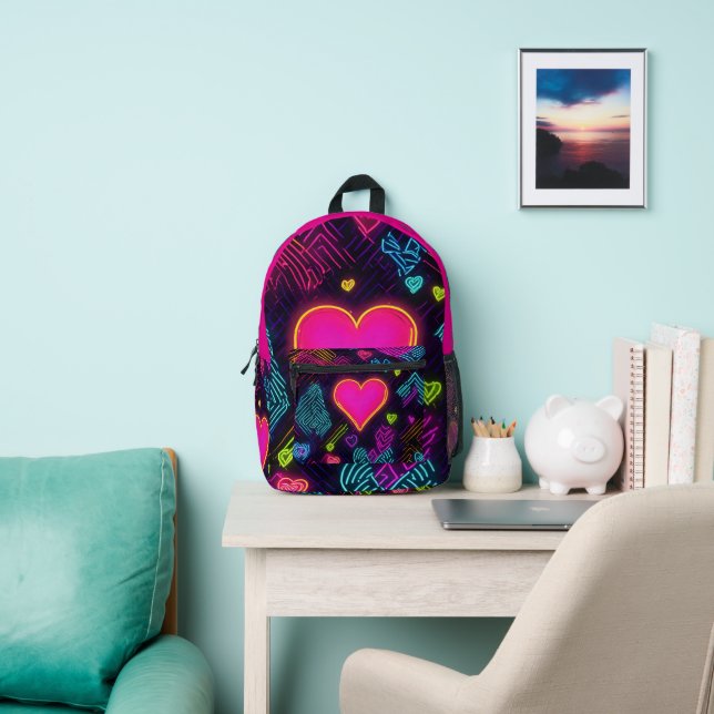 Farbiges Herzmuster Bedruckter Rucksack (InSitu)