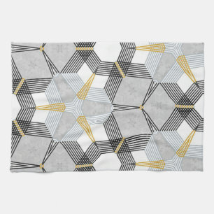 Farbiges Hexagon-Quadrat: geometrisches Kaleidosko Geschirrtuch