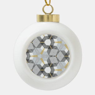 Farbiges Hexagon-Quadrat: geometrisches Kaleidosko Keramik Kugel-Ornament