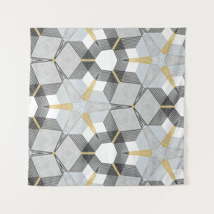 Farbiges Hexagon-Quadrat: geometrisches Kaleidosko Wandteppich