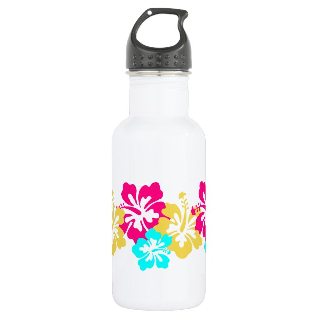Farbiges Hibiskus-Design Trinkflasche (Vorderseite)