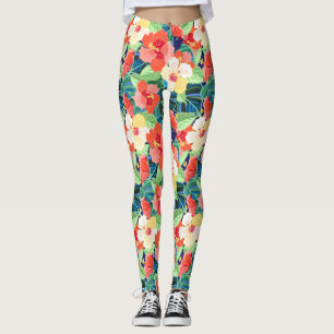Farbiges Hibiskus Leggings