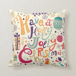 Farbiges Holly Jolly Weihnachtsdesign Kissen