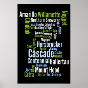 Farbiges Hopfenvielzahl-Plakat Poster