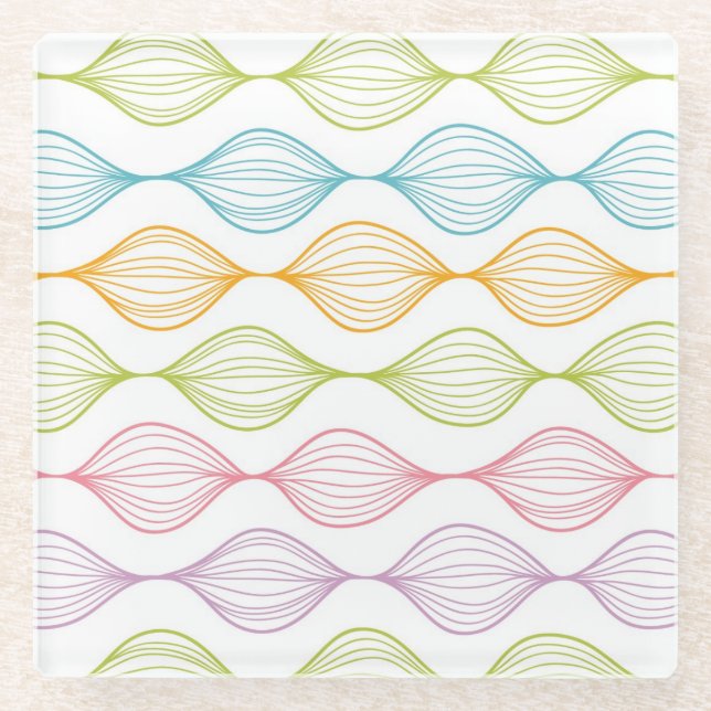 Farbiges horizontales Ogemuster Glasuntersetzer (Vorderseite)
