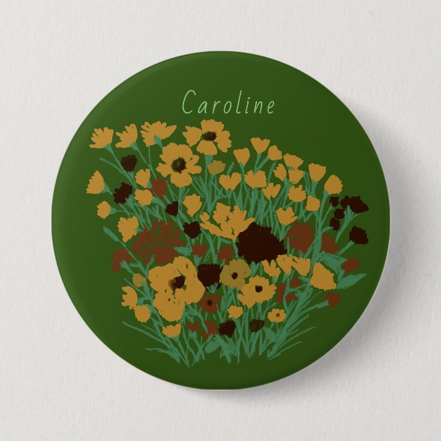 Farbiges Hübsches Feld von Blume + Individuelle Na Button (Vorderseite)