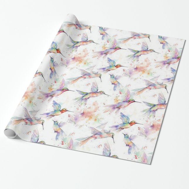 Farbiges Hummingbird Wrapping Paper Geschenkpapier (Ungerollt)