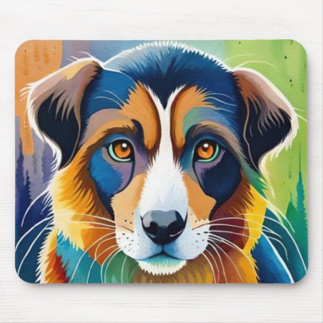 Farbiges Hundegesicht nah Mousepad (Vorne)