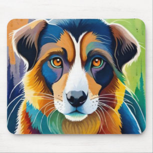 Farbiges Hundegesicht nah Mousepad