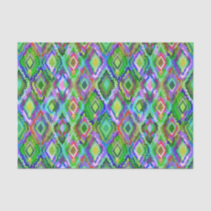 Farbiges Ikat Tribal Geometrisches Muster 2 Seidenpapier