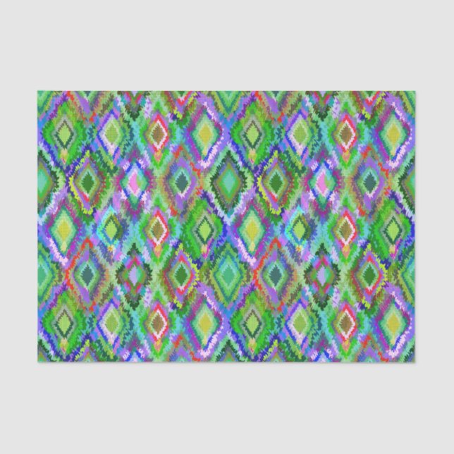 Farbiges Ikat Tribal Geometrisches Muster 2 Seidenpapier (Vorderseite)