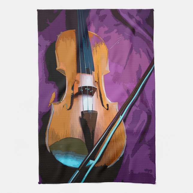 Farbiges illustriertes Küchentuch - Viola (Vertikal)