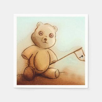 Farbiges illustriertes Set von Servietten - Teddy