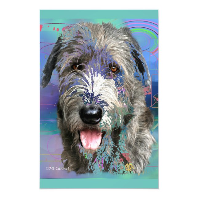 Farbiges irisches Wolfhound Artwork Foto Print (Vorne)