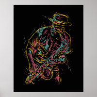 Farbiges Jazz Player Poster